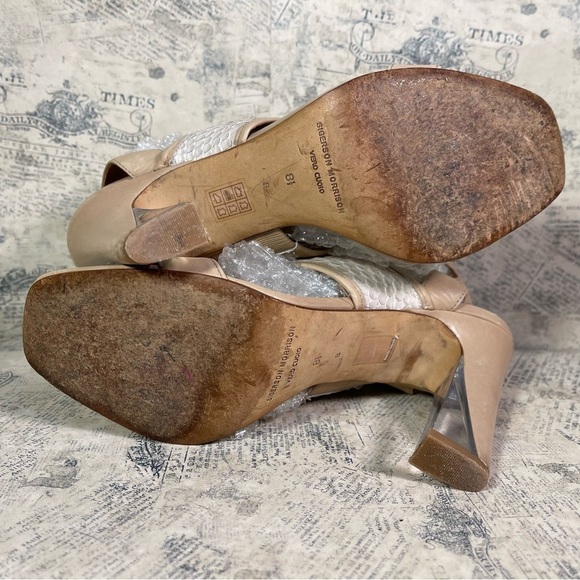 Sigerson Morrison Velcro Strap Sandal Lucite Heel - Picture 9 of 14